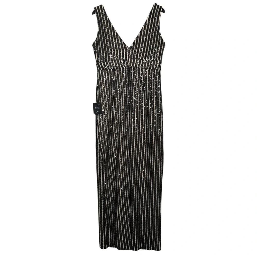 NWT Lulu’s Size XL Unforgettable Elegance Black Sequin Sleeveless Maxi Dress